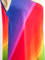 Rainbow Striped One Shoulder Dress Dress arcadeshops.com