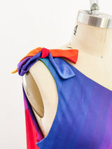 Rainbow Striped One Shoulder Dress Dress arcadeshops.com