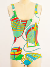 Hermes Nautical Print Bathing Suit Suit arcadeshops.com