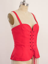 Yves Saint Laurent Red Lace Up Bustier Top arcadeshops.com