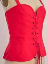 Yves Saint Laurent Red Lace Up Bustier Top arcadeshops.com