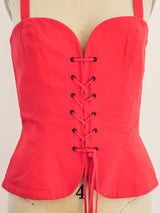 Yves Saint Laurent Red Lace Up Bustier Top arcadeshops.com