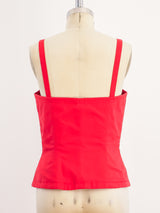 Yves Saint Laurent Red Lace Up Bustier Top arcadeshops.com
