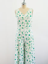 1930's Leaf Print Playsuit Jumpsuit arcadeshops.com