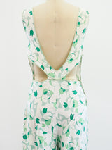 1930's Leaf Print Playsuit Jumpsuit arcadeshops.com
