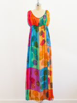 Galanos Hand Painted Silk Chiffon Gown Dress arcadeshops.com