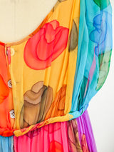 Galanos Hand Painted Silk Chiffon Gown Dress arcadeshops.com