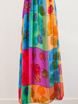 Galanos Hand Painted Silk Chiffon Gown Dress arcadeshops.com
