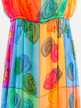 Galanos Hand Painted Silk Chiffon Gown Dress arcadeshops.com