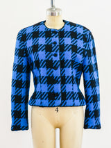 Genny Blue Houndstooth Cropped Jacket Jacket arcadeshops.com