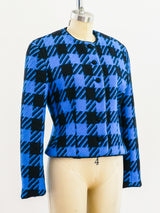 Genny Blue Houndstooth Cropped Jacket Jacket arcadeshops.com