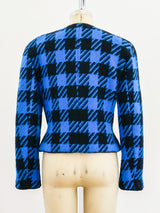 Genny Blue Houndstooth Cropped Jacket Jacket arcadeshops.com