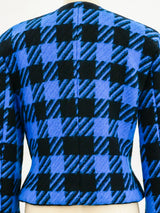 Genny Blue Houndstooth Cropped Jacket Jacket arcadeshops.com