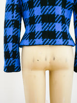Genny Blue Houndstooth Cropped Jacket Jacket arcadeshops.com