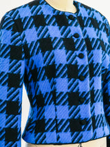 Genny Blue Houndstooth Cropped Jacket Jacket arcadeshops.com