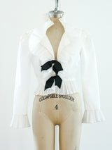 White Pleated Ruffle Top Top arcadeshops.com