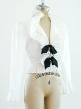White Pleated Ruffle Top Top arcadeshops.com