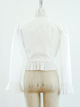 White Pleated Ruffle Top Top arcadeshops.com