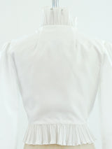 White Pleated Ruffle Top Top arcadeshops.com
