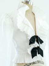 White Pleated Ruffle Top Top arcadeshops.com