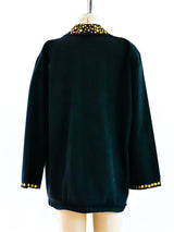 Studded Black Denim Jacket Jacket arcadeshops.com