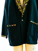 Studded Black Denim Jacket Jacket arcadeshops.com