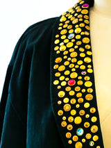 Studded Black Denim Jacket Jacket arcadeshops.com