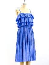 Periwinkle Pleated Ruffle Dress Dress arcadeshops.com
