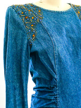 Embellished Denim Dress Dress arcadeshops.com