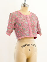 1960's Embellished Pink Cropped Jacket Jacket arcadeshops.com