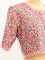 1960's Embellished Pink Cropped Jacket Jacket arcadeshops.com