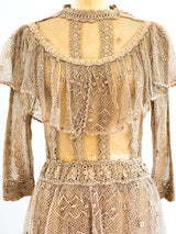 Beige Crochet Victorian Inspired Dress Dress arcadeshops.com