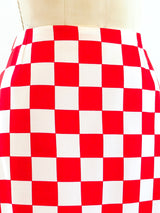Gianni Versace Red Checkerboard Skirt Bottom arcadeshops.com