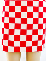 Gianni Versace Red Checkerboard Skirt Bottom arcadeshops.com