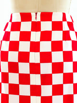 Gianni Versace Red Checkerboard Skirt Bottom arcadeshops.com