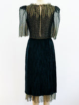 Mary McFadden Lace and Plissé Cocktail Dress Dress arcadeshops.com