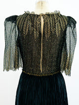 Mary McFadden Lace and Plissé Cocktail Dress Dress arcadeshops.com