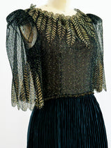 Mary McFadden Lace and Plissé Cocktail Dress Dress arcadeshops.com