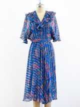 Paisley Printed Silk Chiffon Ruffle Dress Dress arcadeshops.com