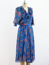 Paisley Printed Silk Chiffon Ruffle Dress Dress arcadeshops.com