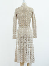 Beige Crochet Tie Waist Dress Dress arcadeshops.com