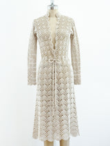 Beige Crochet Tie Waist Dress Dress arcadeshops.com