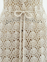 Beige Crochet Tie Waist Dress Dress arcadeshops.com