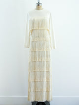 Ivory Fringe Maxi Dress Dress arcadeshops.com