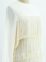 Ivory Fringe Maxi Dress Dress arcadeshops.com