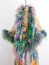 Malcolm Starr Printed Dress with Feathered Shawl Dress arcadeshops.com