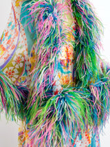 Malcolm Starr Printed Dress with Feathered Shawl Dress arcadeshops.com