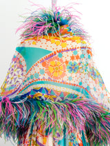 Malcolm Starr Printed Dress with Feathered Shawl Dress arcadeshops.com