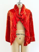 Burnt Orange Velvet Shawl Jacket arcadeshops.com
