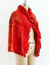 Burnt Orange Velvet Shawl Jacket arcadeshops.com